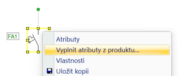 vyplnění atributů z produktu