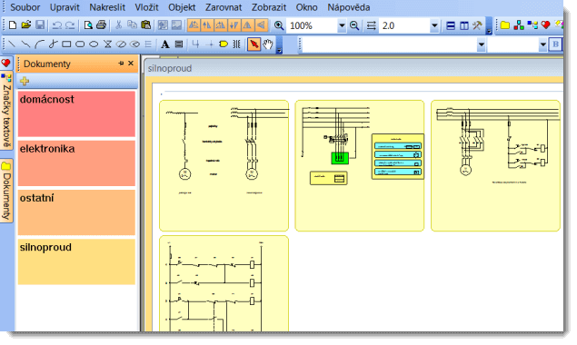 panel Dokumenty s výkresy