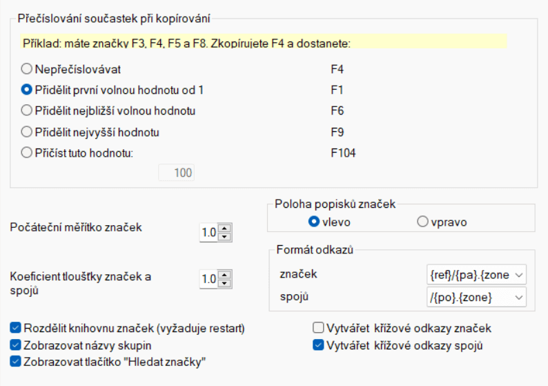 nastavení: značky
