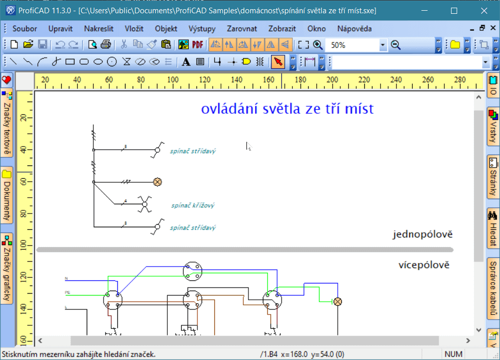 ovládání světla ze tří míst